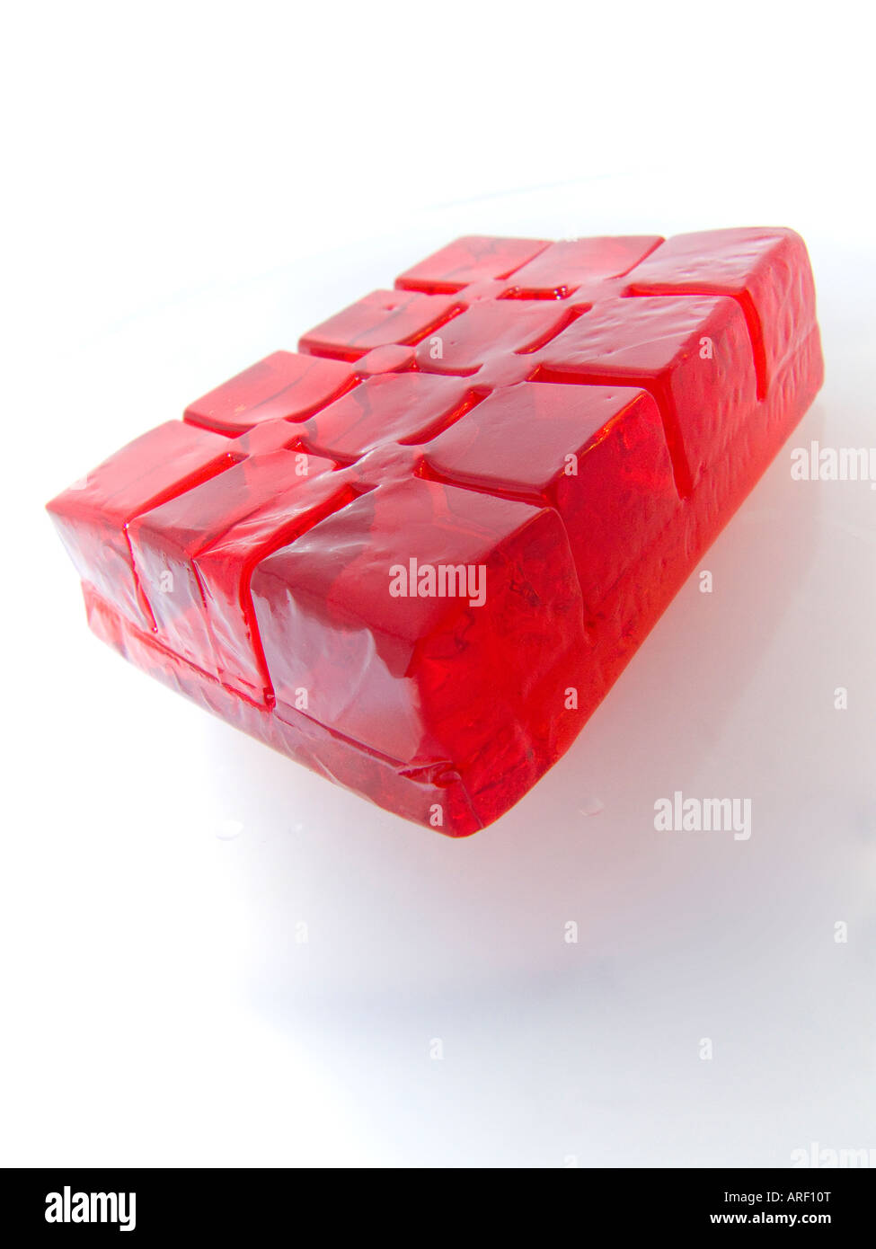 Un blocco di gelatina rossa Foto Stock