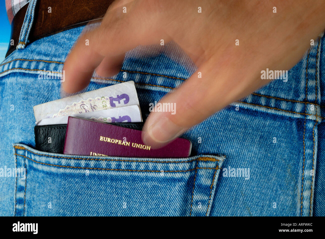 Pickpocket - Portafoglio e passaporto Foto Stock