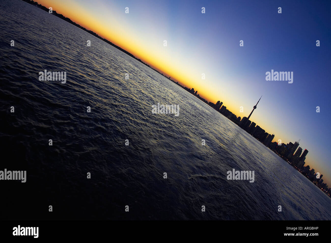 Skyline al tramonto, Toronto, Ontario, Canada Foto Stock