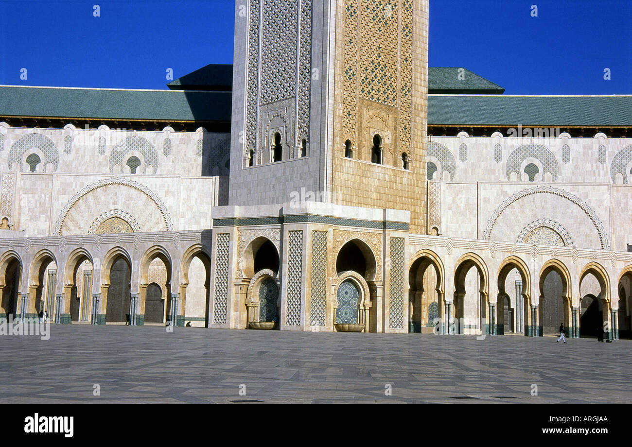 Moschea di Hassan II Dar-el-Baida maggiore Casablanca regione Western Marocco Maghrebian del Maghreb arabo berbero arabo del Nord Africa Foto Stock