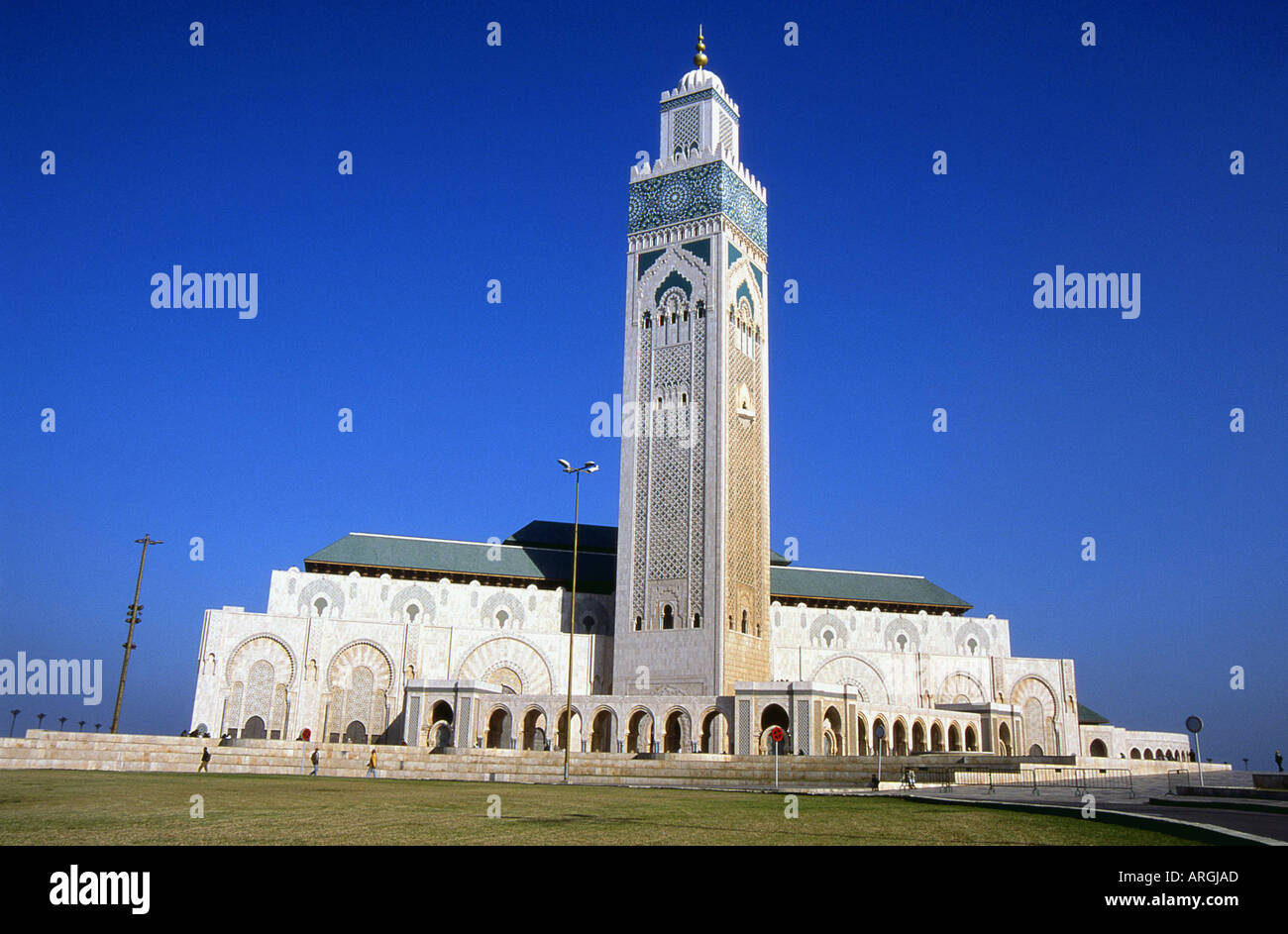 Moschea di Hassan II Dar-el-Baida maggiore Casablanca regione Western Marocco Maghrebian del Maghreb arabo berbero arabo del Nord Africa Foto Stock