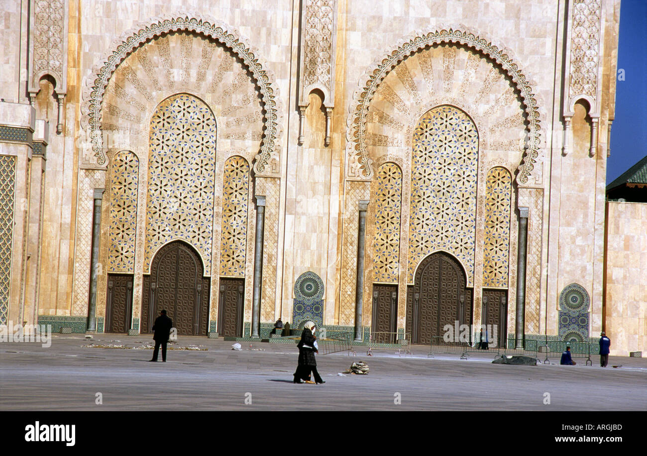 Moschea di Hassan II Dar-el-Baida maggiore Casablanca regione Western Marocco Maghrebian del Maghreb arabo berbero arabo del Nord Africa Foto Stock