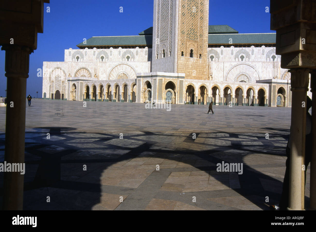 Moschea di Hassan II Dar-el-Baida maggiore Casablanca regione Western Marocco Maghrebian del Maghreb arabo berbero arabo del Nord Africa Foto Stock