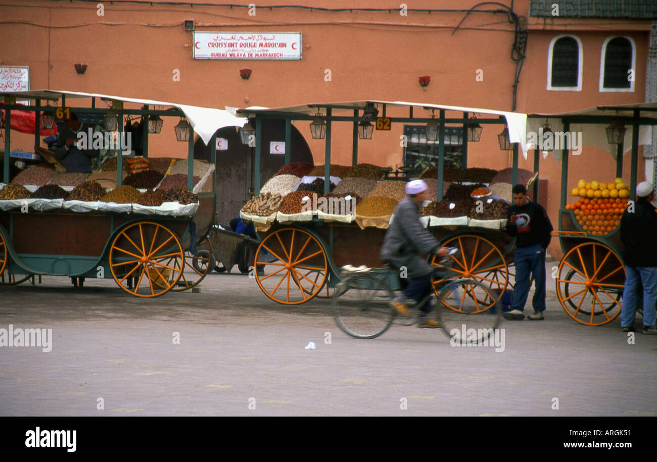 Djemaa el Fna a Marrakech Marrakech marocco sudoccidentale Maghrebian del Maghreb arabo berbero arabo marocchino Africa del Nord Foto Stock