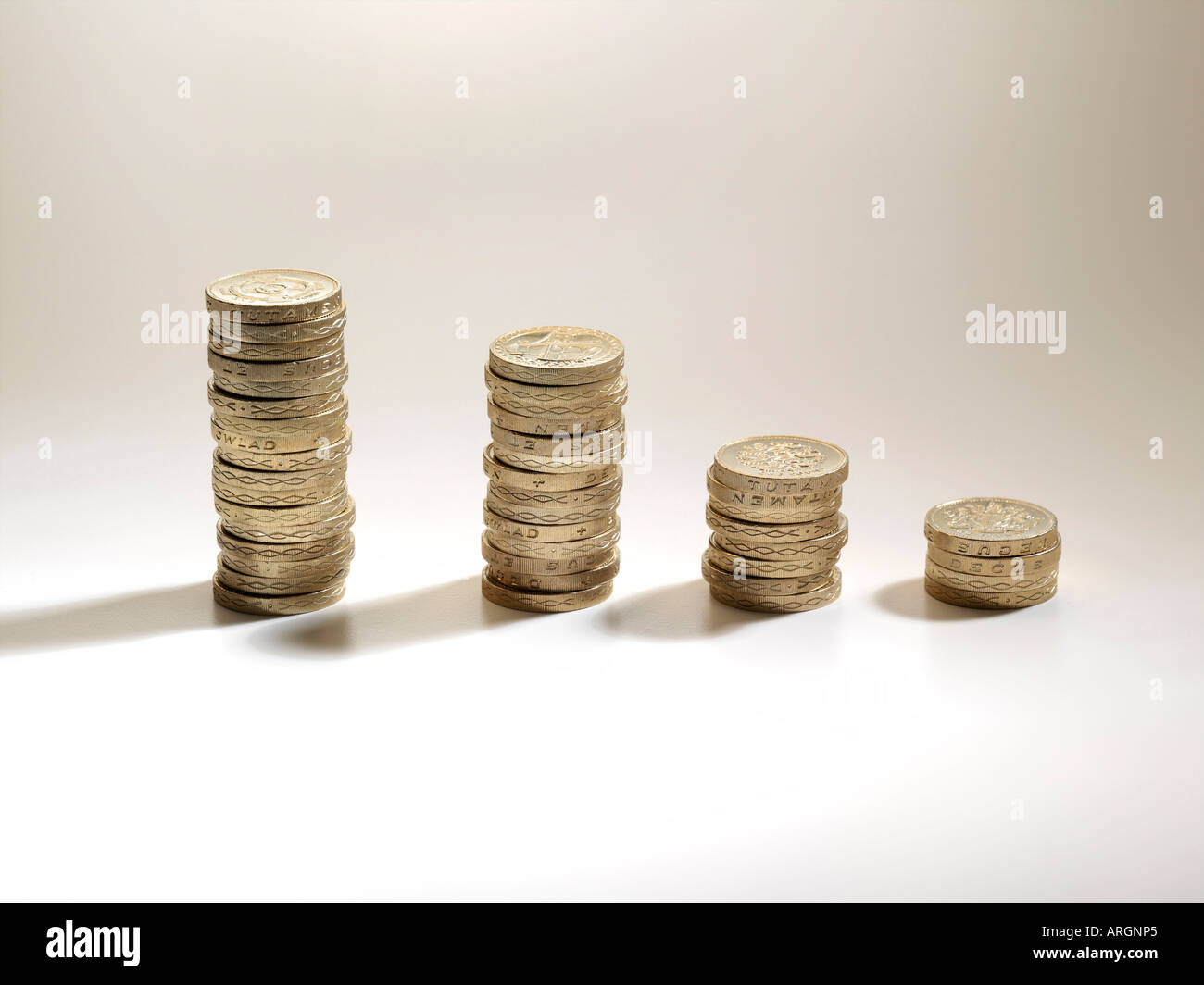 Pile di £1.00 monete Foto Stock