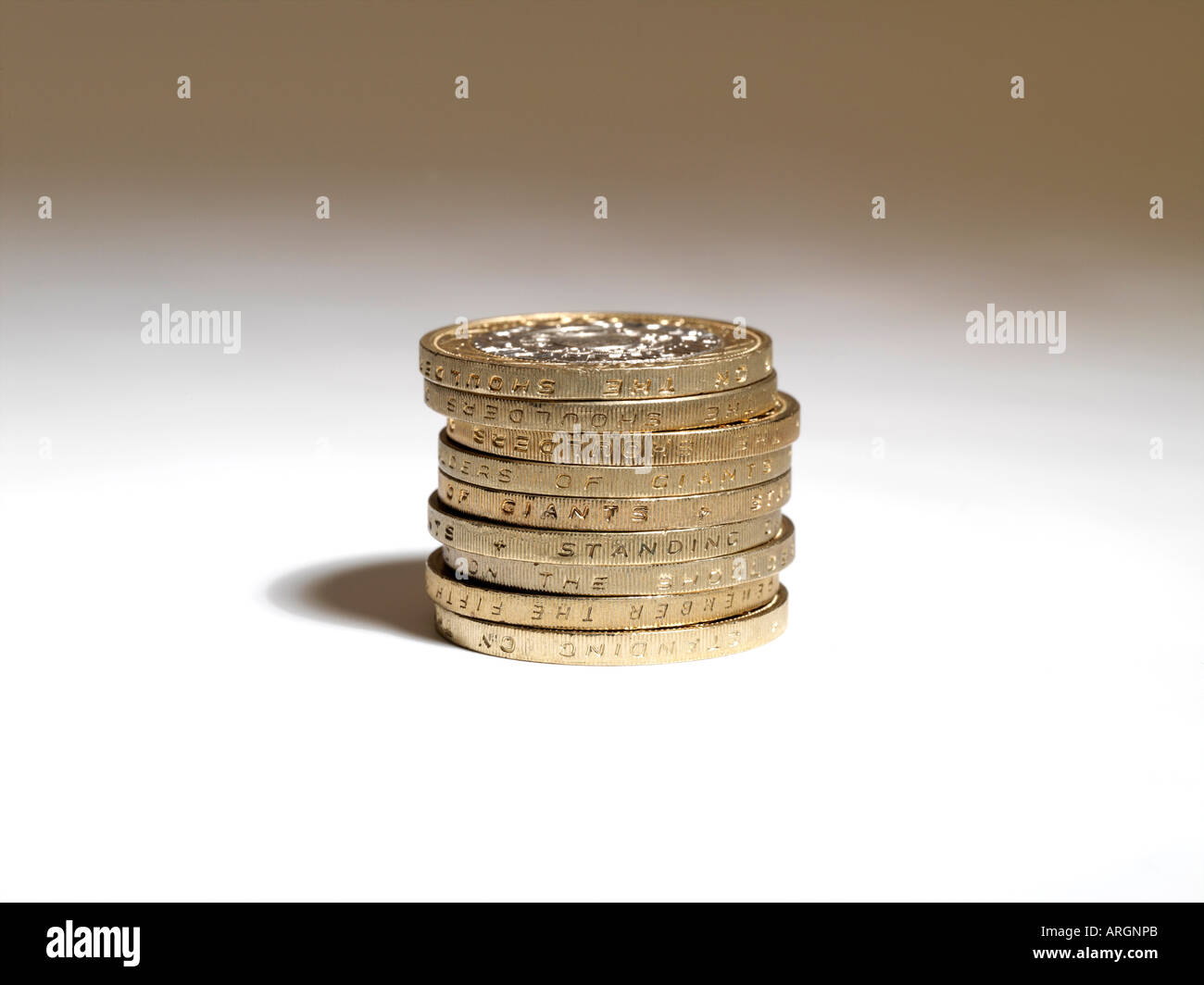 Pila di £1.00 monete Foto Stock