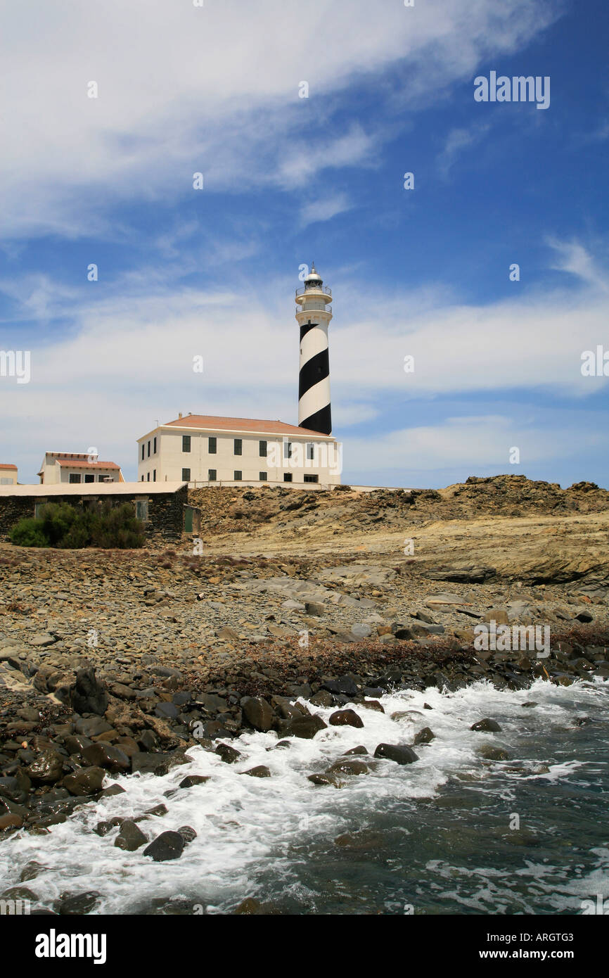 Faro di Cap de Favaritx, Menorca, isole Baleari, Spagna Foto Stock