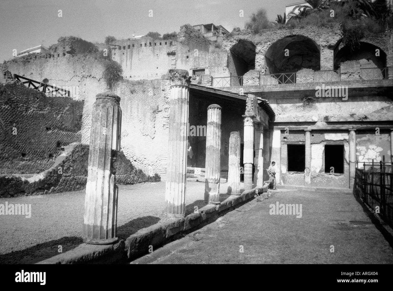 Vista panoramica di Ercolano Scavi Ercolano Napoli Napoli Campania Italia meridionale della penisola italiana Italia Europa Foto Stock