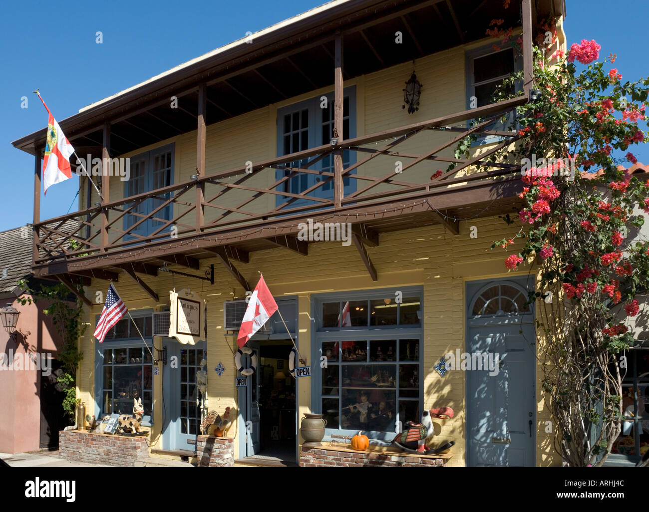 Negozio di antiquariato nel centro storico, Aviles Street, St Augustine, Florida, Stati Uniti d'America Foto Stock