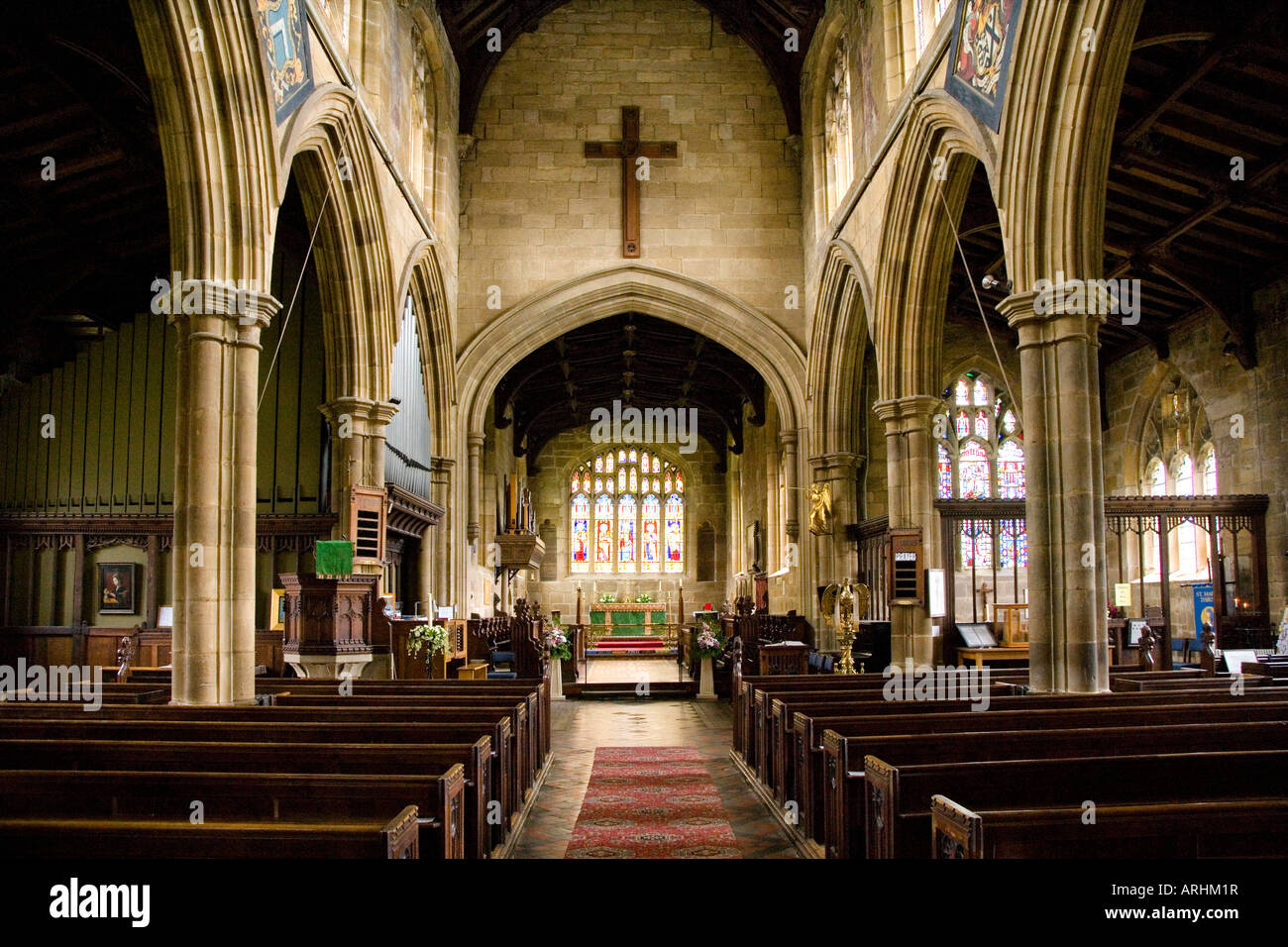 La navata di St Marys quattrocentesca Chiesa Parrocchiale Thirsk North Yorkshire Foto Stock