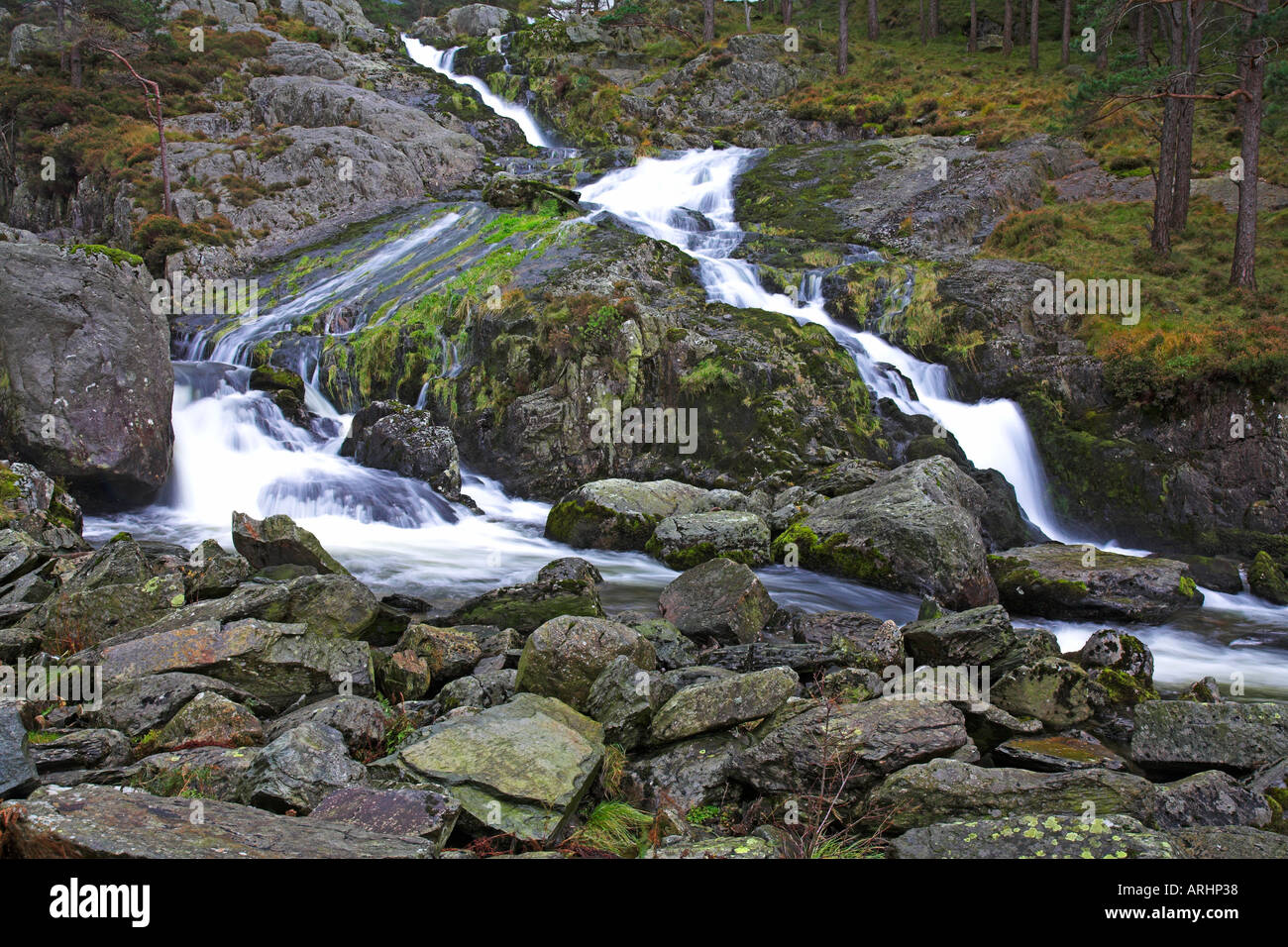 Cascata a Pen Y Benglog Foto Stock