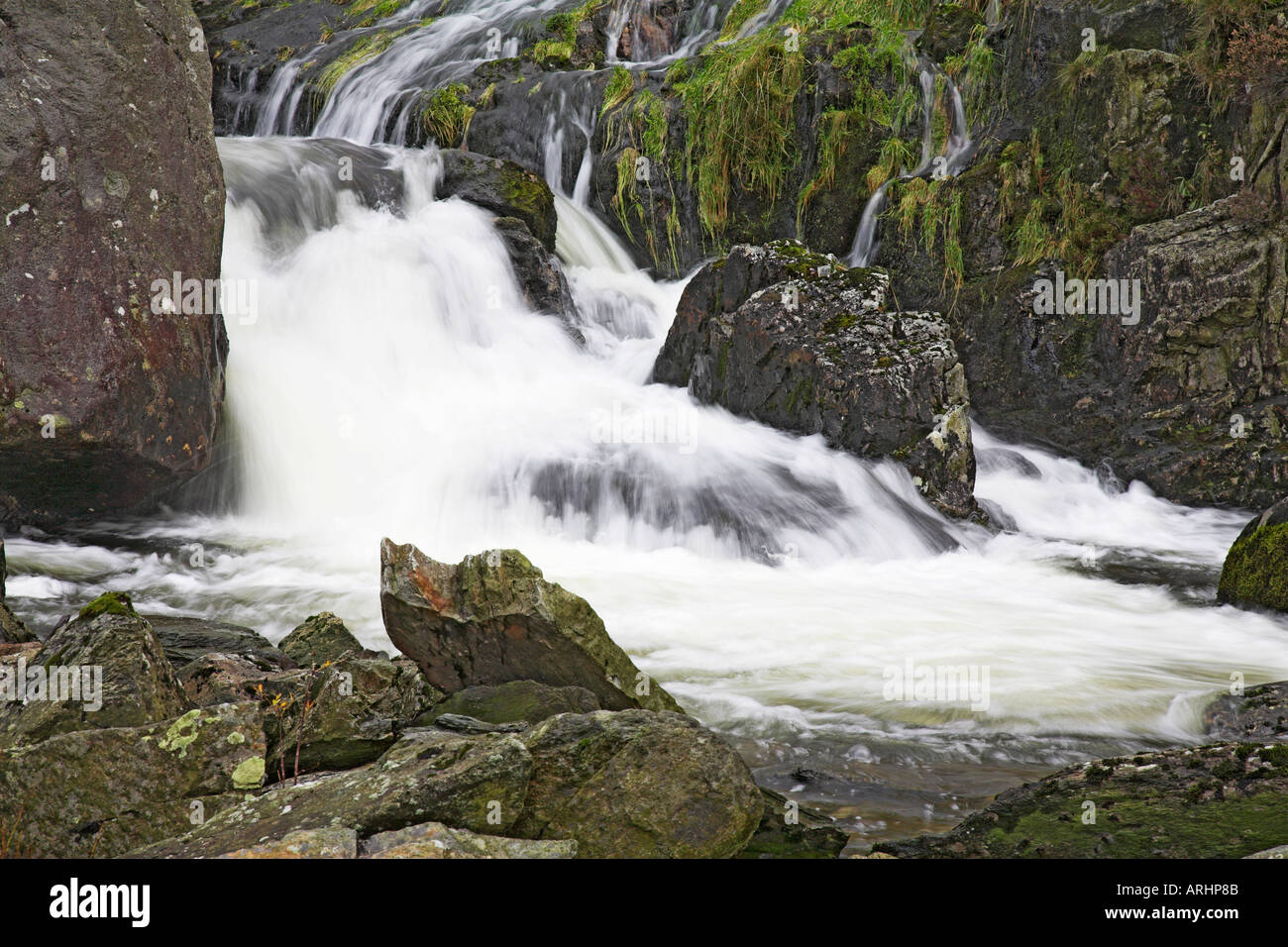Cascata a Pen Y Benglog in Galles Foto Stock