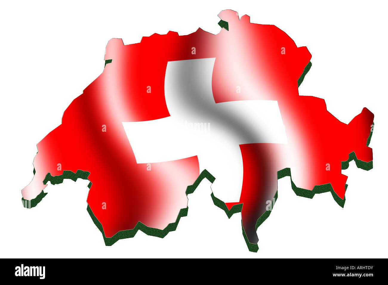 Mappa di contorno e Bandiera della Svizzera Foto Stock
