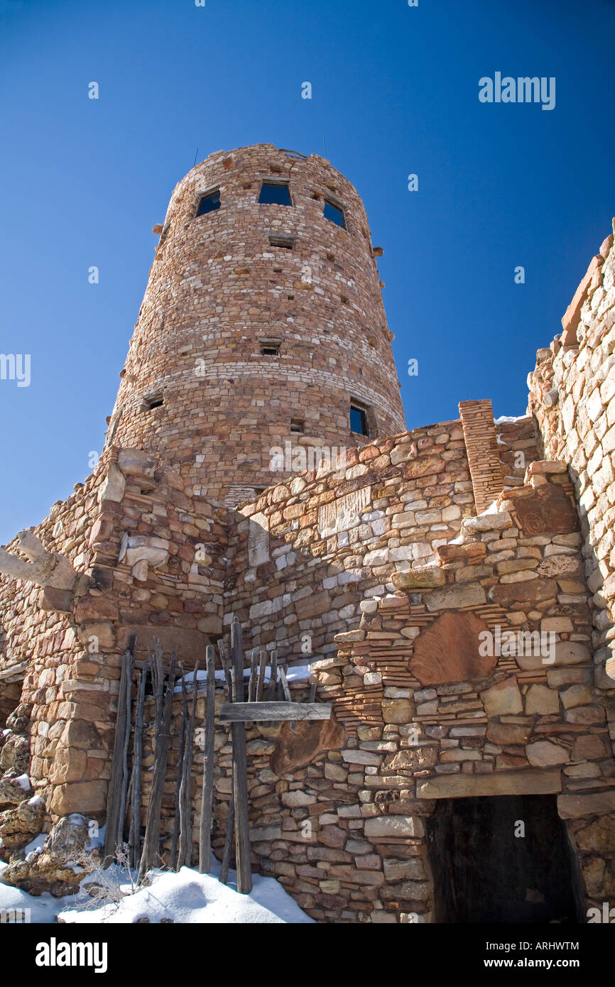 La torre di avvistamento al Grand Canyon in inverno Foto Stock