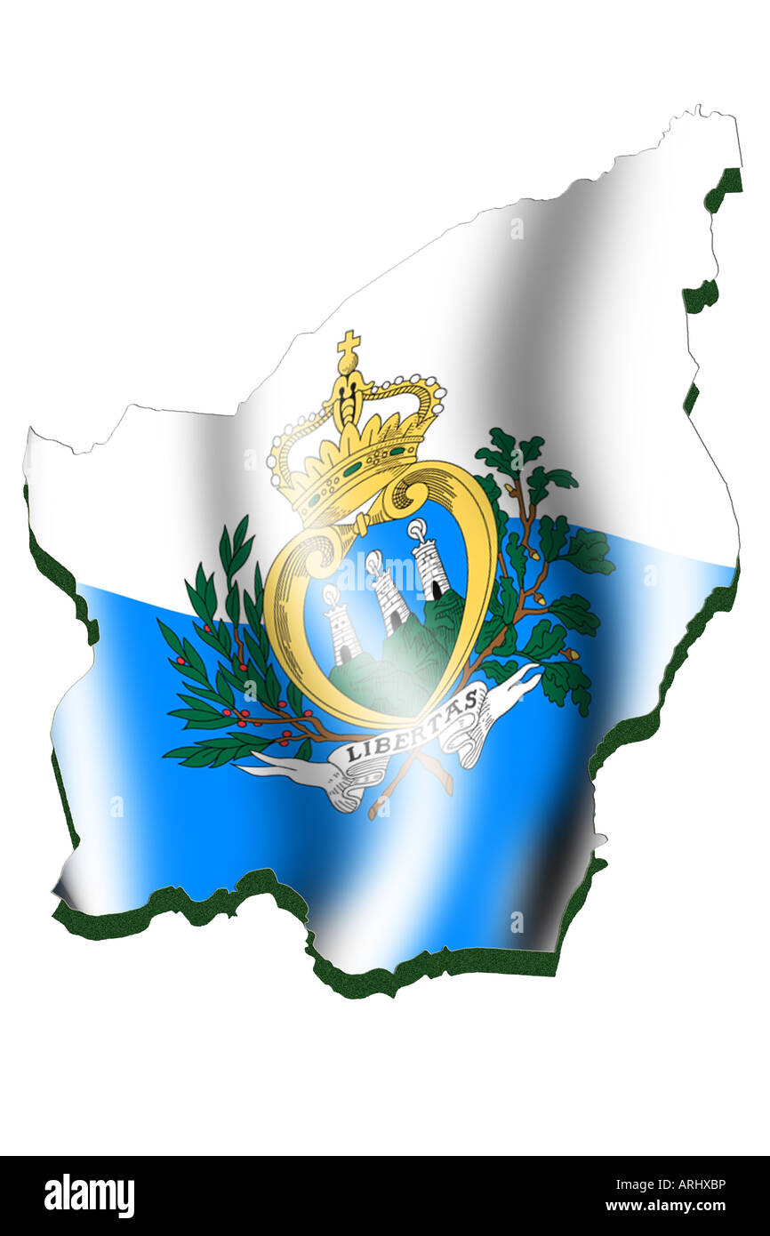 Mappa di contorno e la bandiera di San Marino Foto Stock