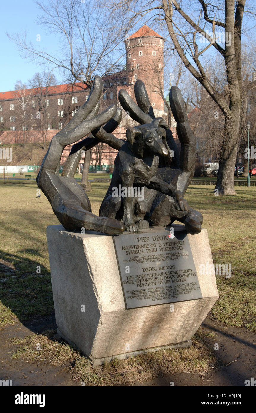 Statua a Dzok il cane - Cracovia Polonia Foto Stock