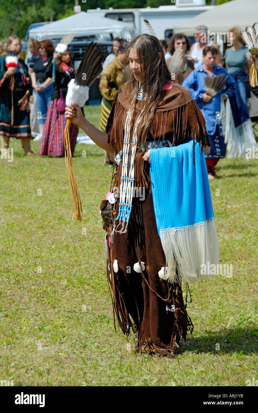 Chippewa e indiani Pottawattamie tenere un powwow in Michigan sudorientale a Wadhams Michigan Foto Stock