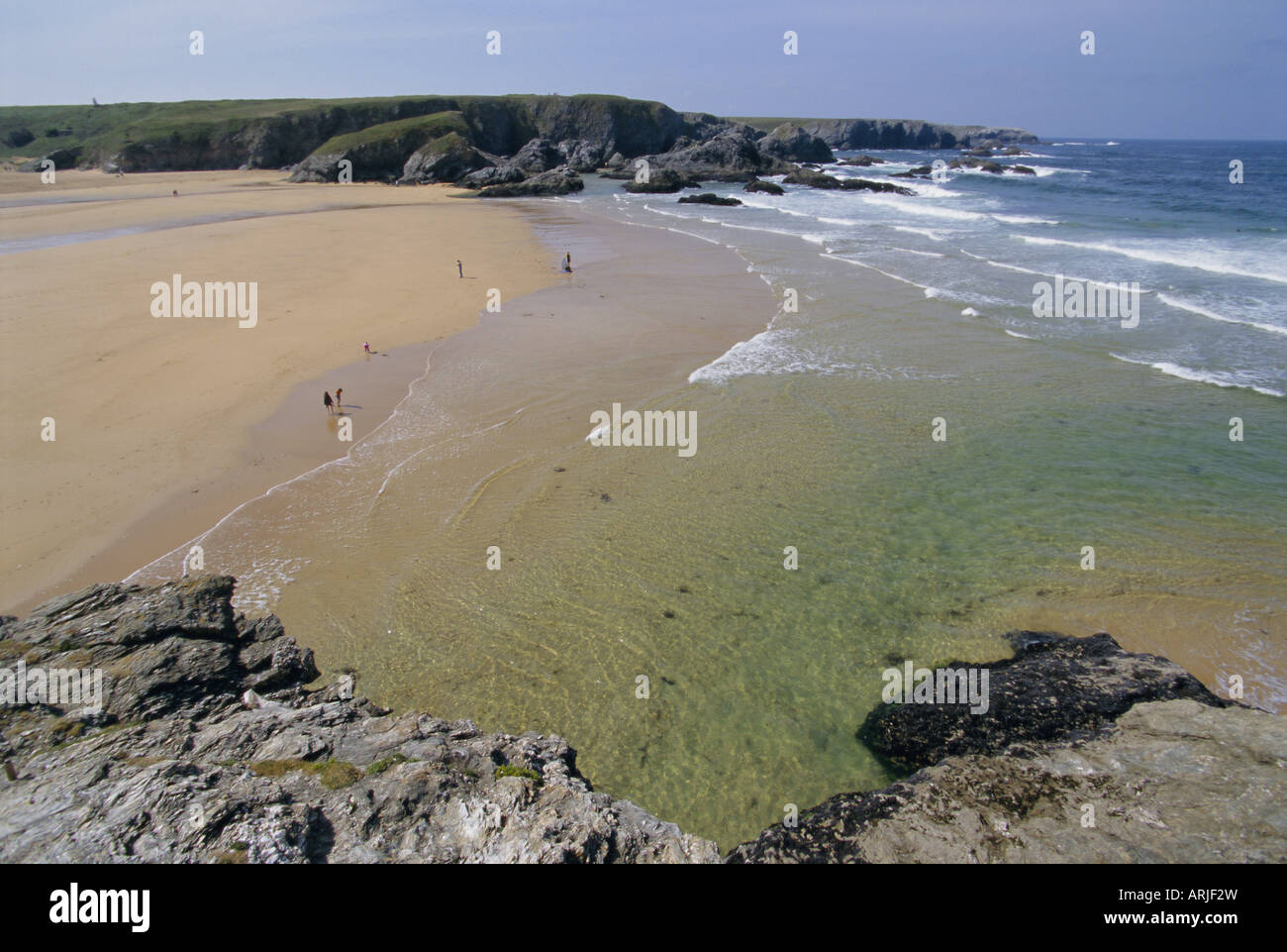 Spiaggia di Donnant, Belle Ile en mer isola, Brittany, Francia, Europa Foto Stock