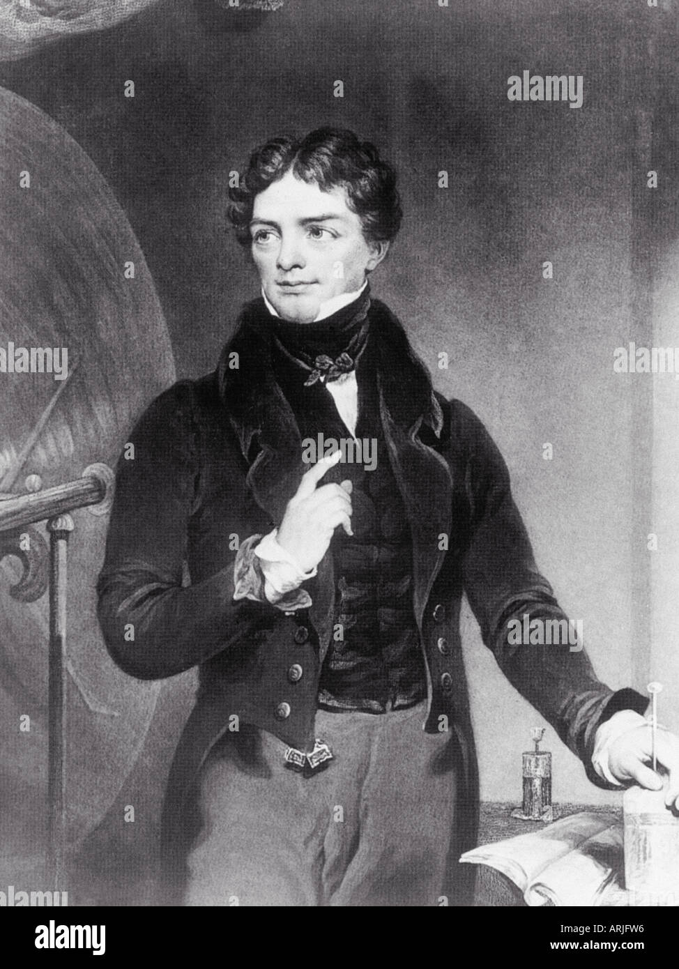 MICHAEL FARADAY fisico inglese e farmacia 1791 a 1867 che ha scoperto electomagnetism portando alla invenzione della dinamo Foto Stock