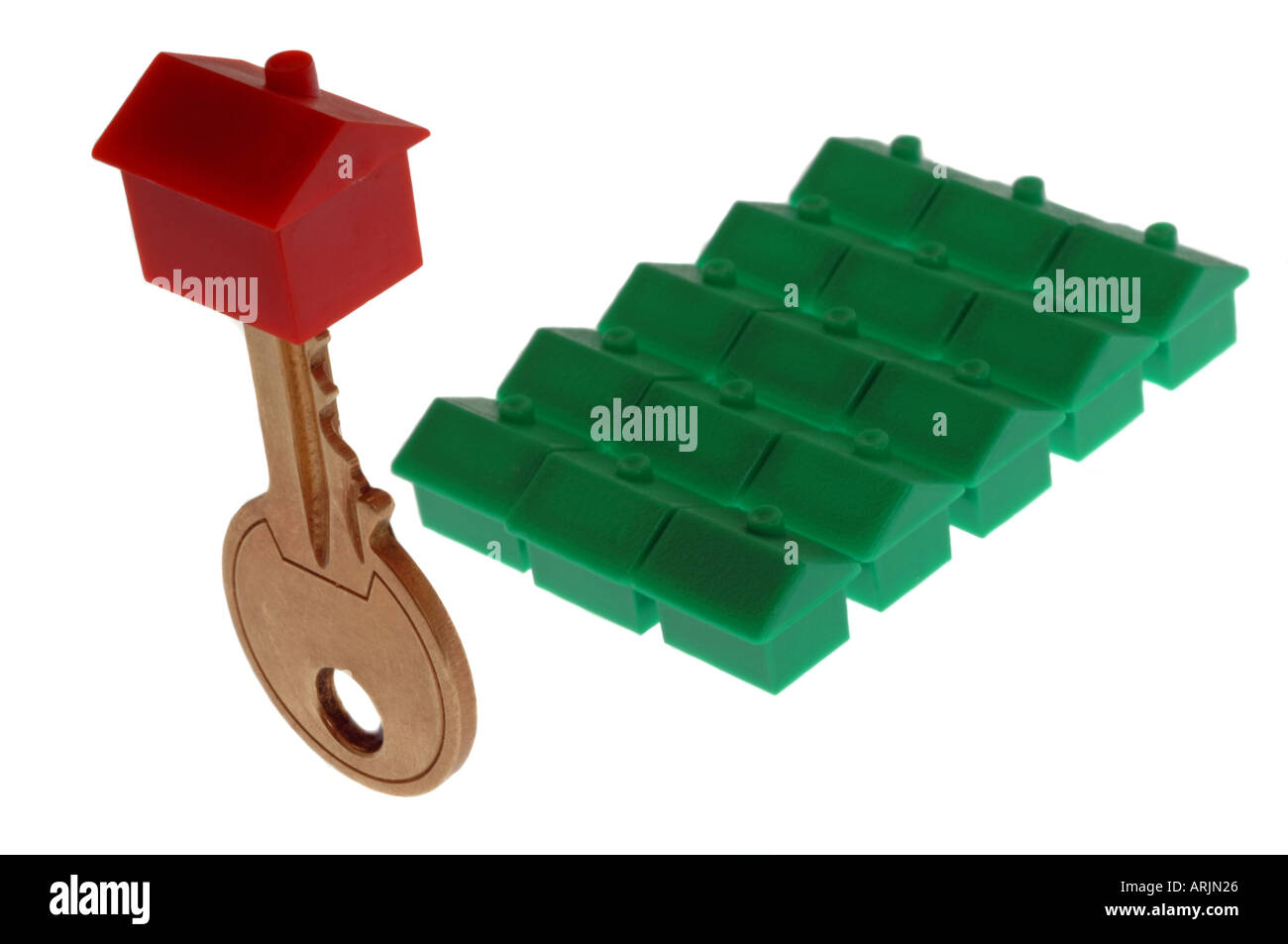 Un modello di casa su un tasto Foto Stock