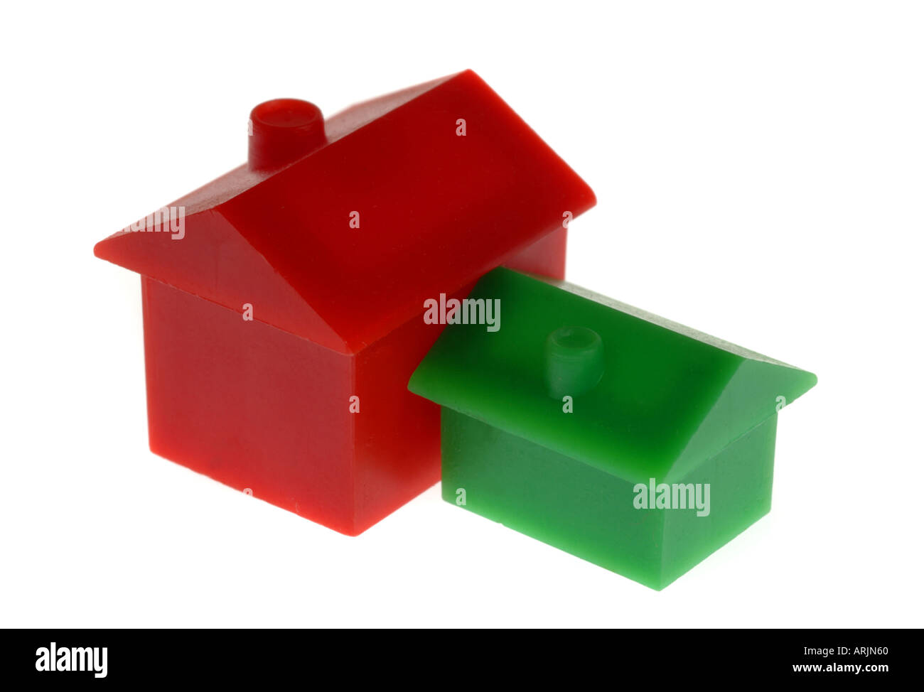Rosso e una casa verde Foto Stock