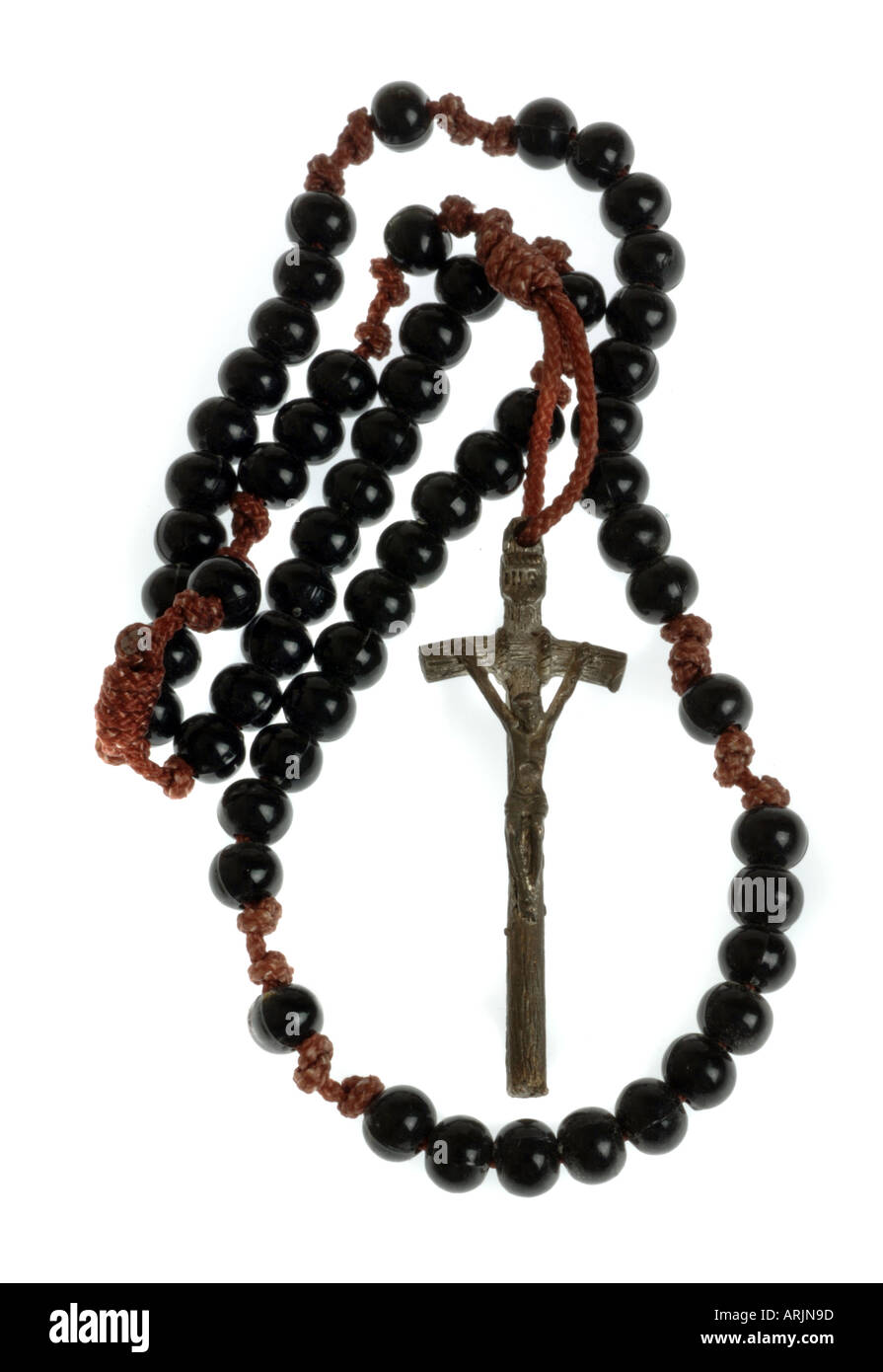 Rosario, i grani del rosario, Rosario che mostra Gesù sulla croce Foto Stock
