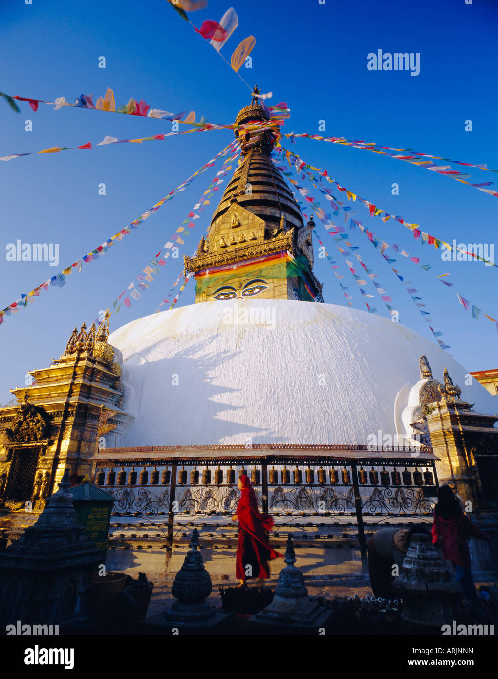 Stupa buddisti a Swayambhunath, Kathmandu, Nepal Foto Stock