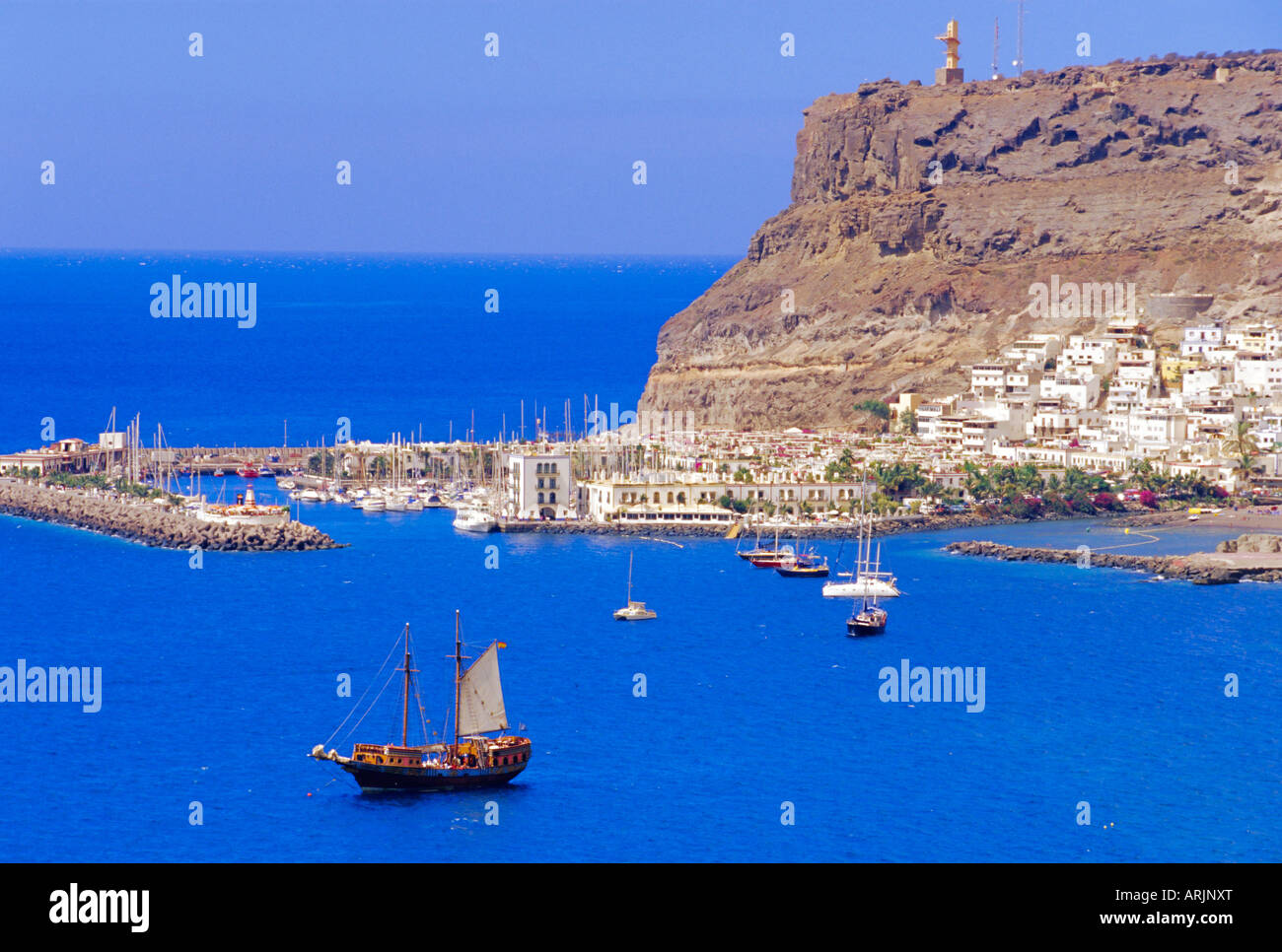 Vista aerea del Puerto de Mogan, Gran Canaria Isole Canarie Spagna Foto Stock
