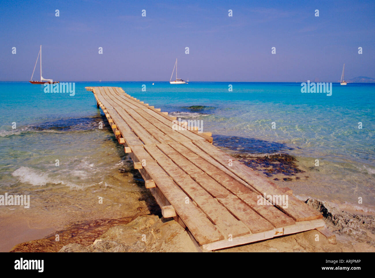Blaya de Ses Illetes, spiaggia, Formentera, isole Baleari, Spagna Foto Stock