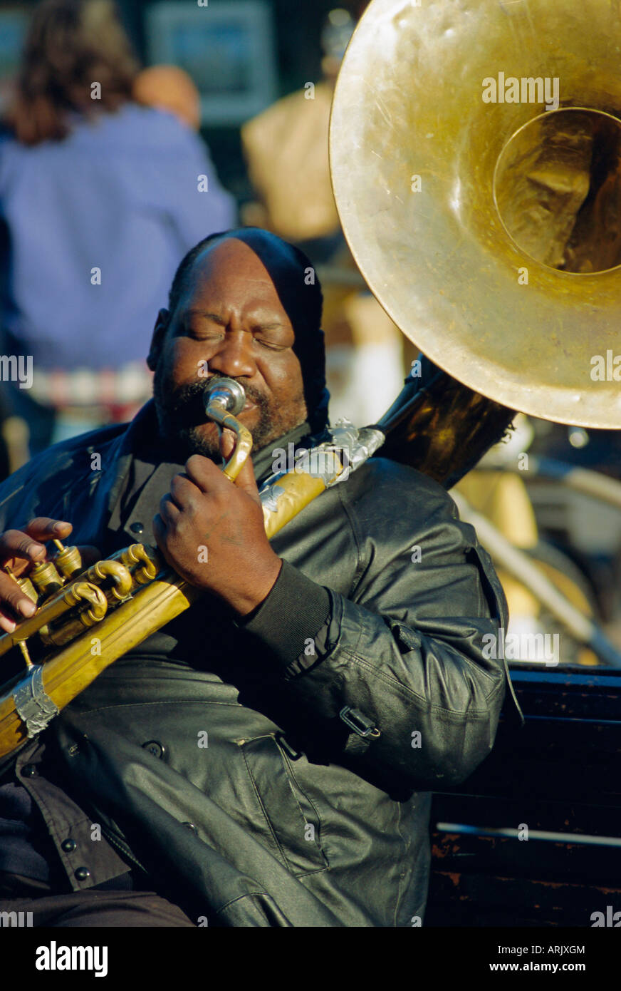 Ritratto di un musicista jazz nel Quartiere Francese, New Orleans, Louisiana, Stati Uniti d'America Foto Stock