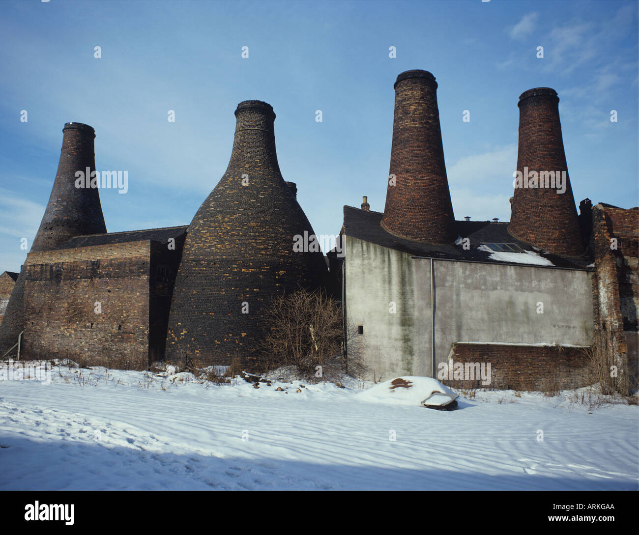 Gladstone Pottery Stoke on Trent Staffordshire Museo delle ceramiche con alcune fornaci ancora al lavoro Foto Stock