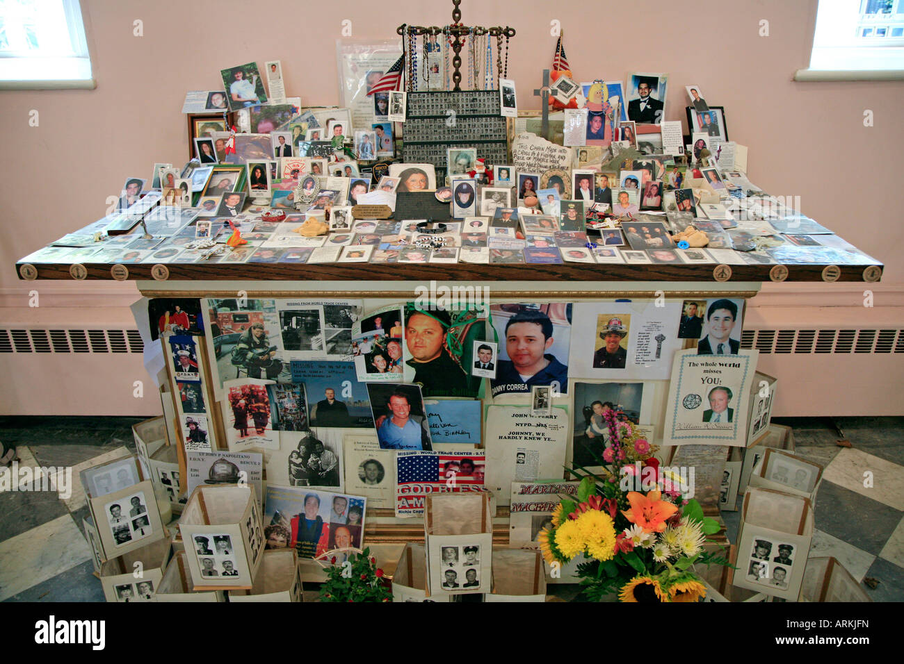 9 11 Memorial all'interno di ST PAULS CAPPELLA NEW YORK CITY Foto Stock