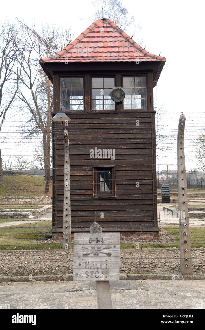 Torre di Guardia Auschwitz Foto Stock