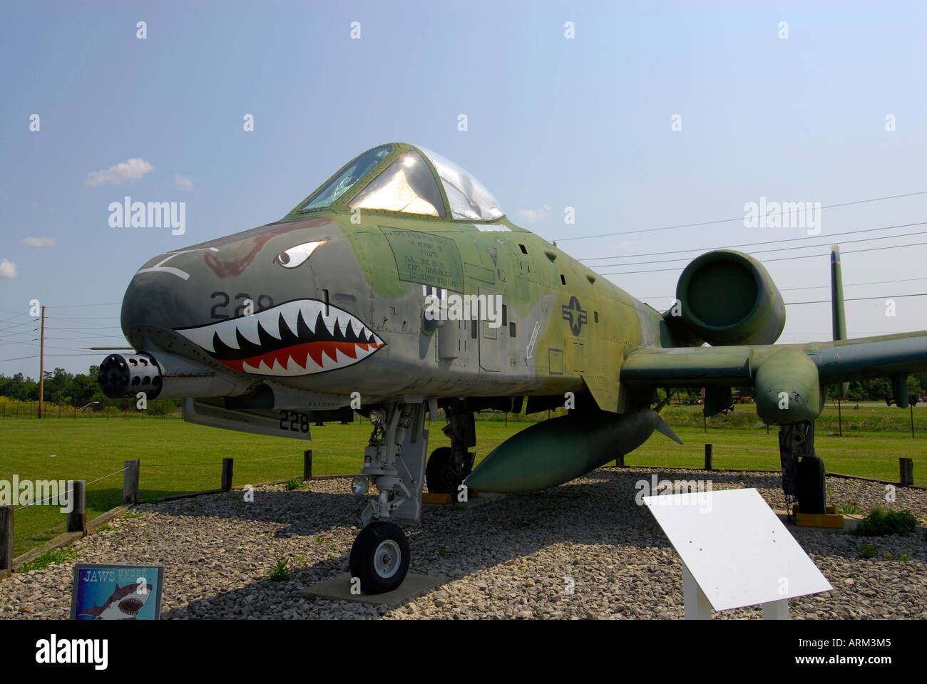 Un 10 a Thunderbolt II il Warthog jet da combattimento a Grissom Air Museum al di fuori di Grissom Air Force Base Indiana IN Foto Stock