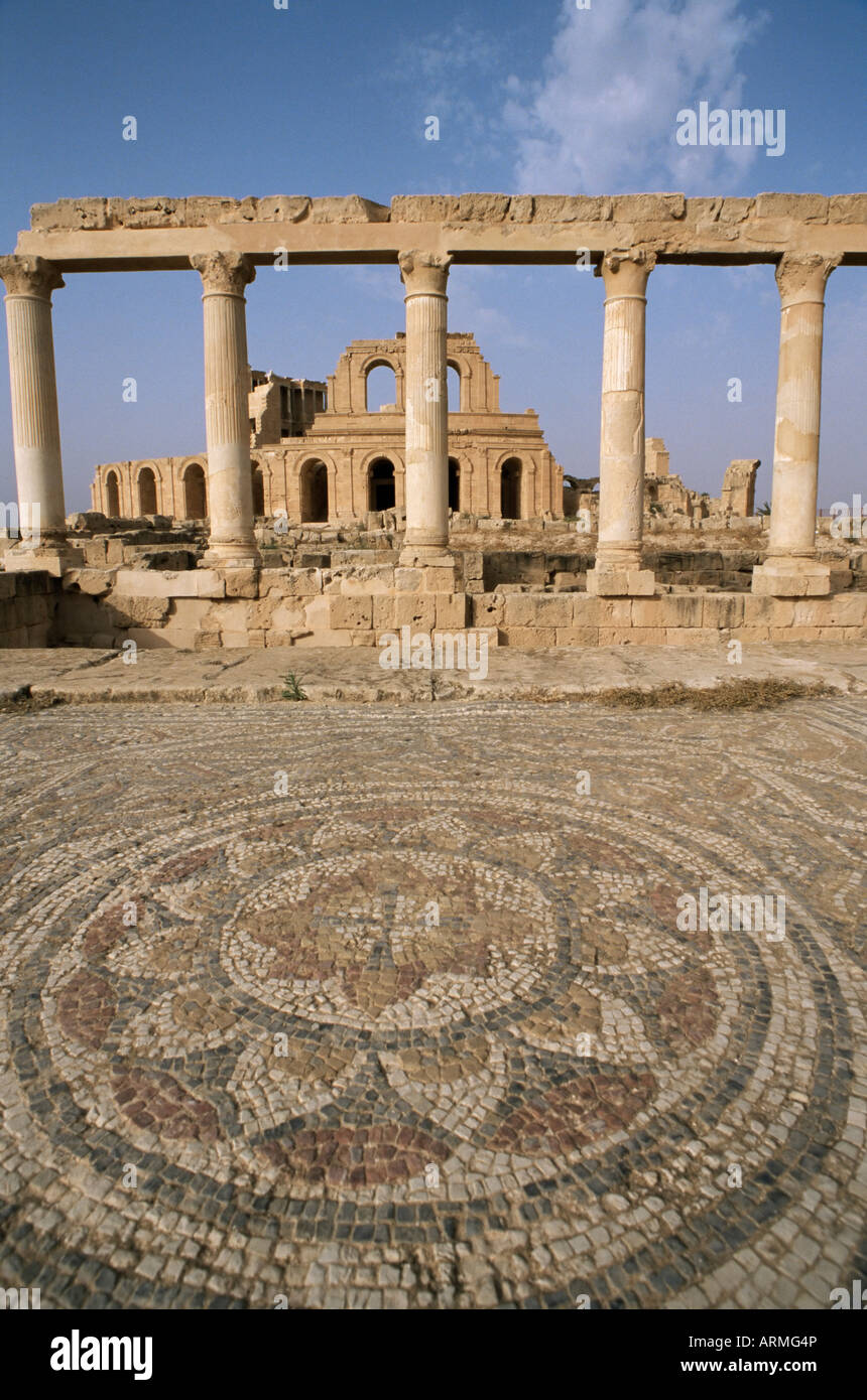 Il teatro, Sabrata (Sabratha), il Sito Patrimonio Mondiale dell'UNESCO, Tripolitania, Libia, Africa Settentrionale, Africa Foto Stock