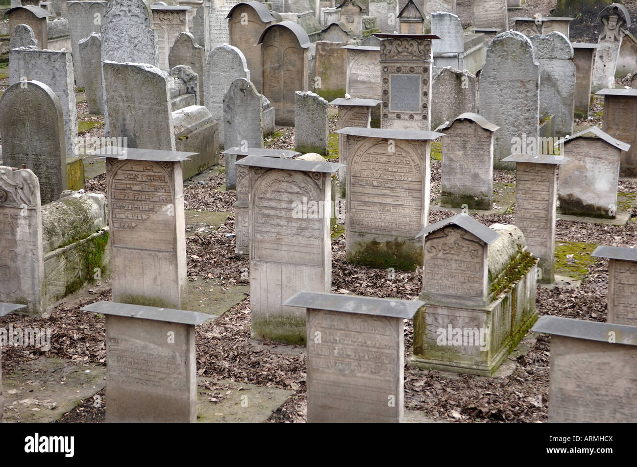 Cimitero ebraico Sinagoga Remuh area Kazimierz Cracovia Polonia Foto Stock
