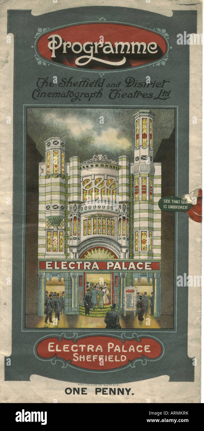 Electra Palace programma di cinema Foto Stock
