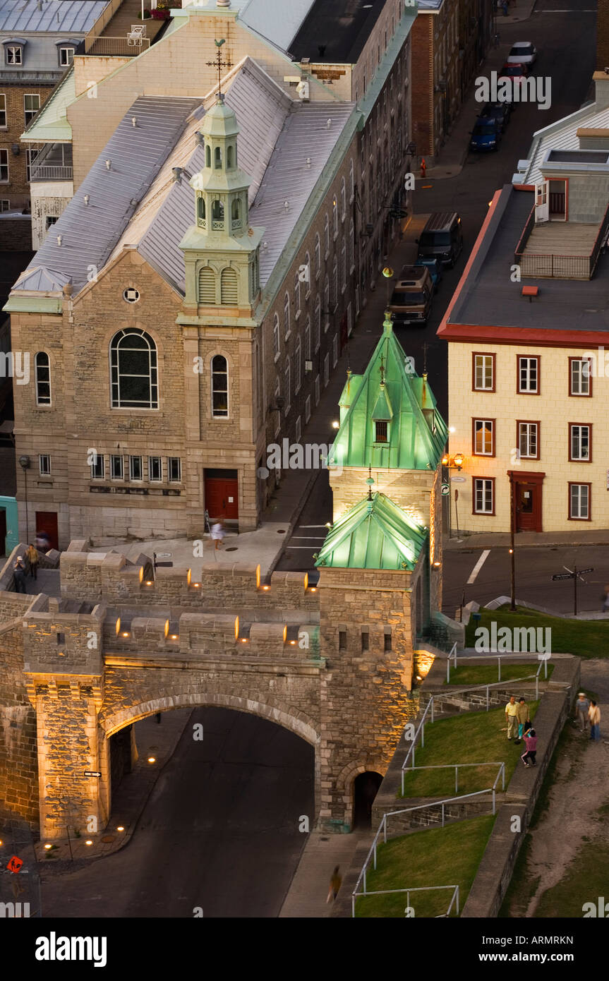 Porte Kent dal di sopra, uno degli ingressi della città murata della vecchia Quebec Quebec, Canada. Foto Stock