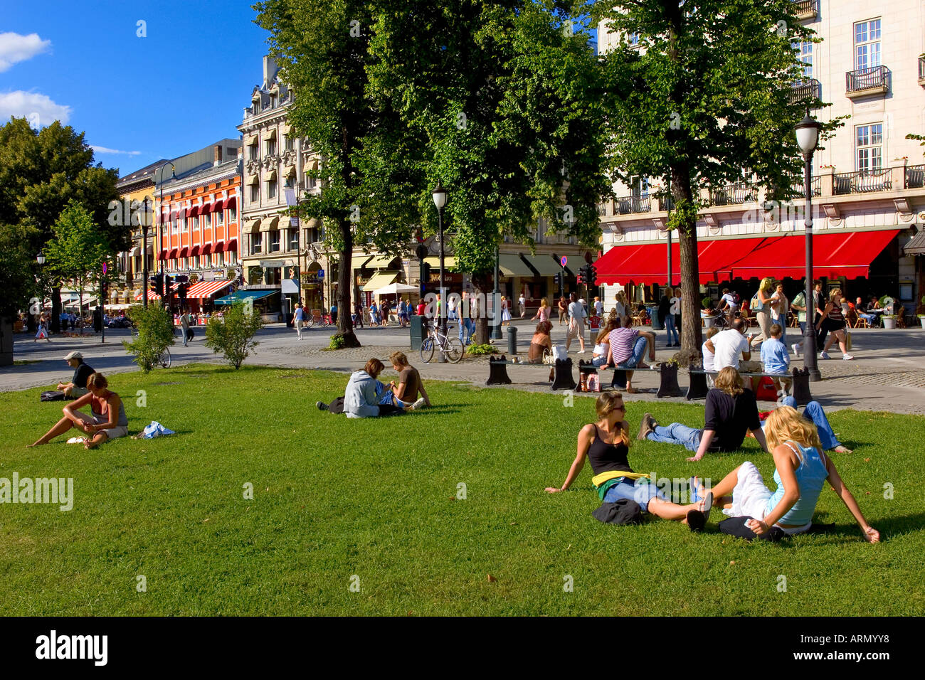 Karl Johans Gate in Oslo Norvegia Foto Stock