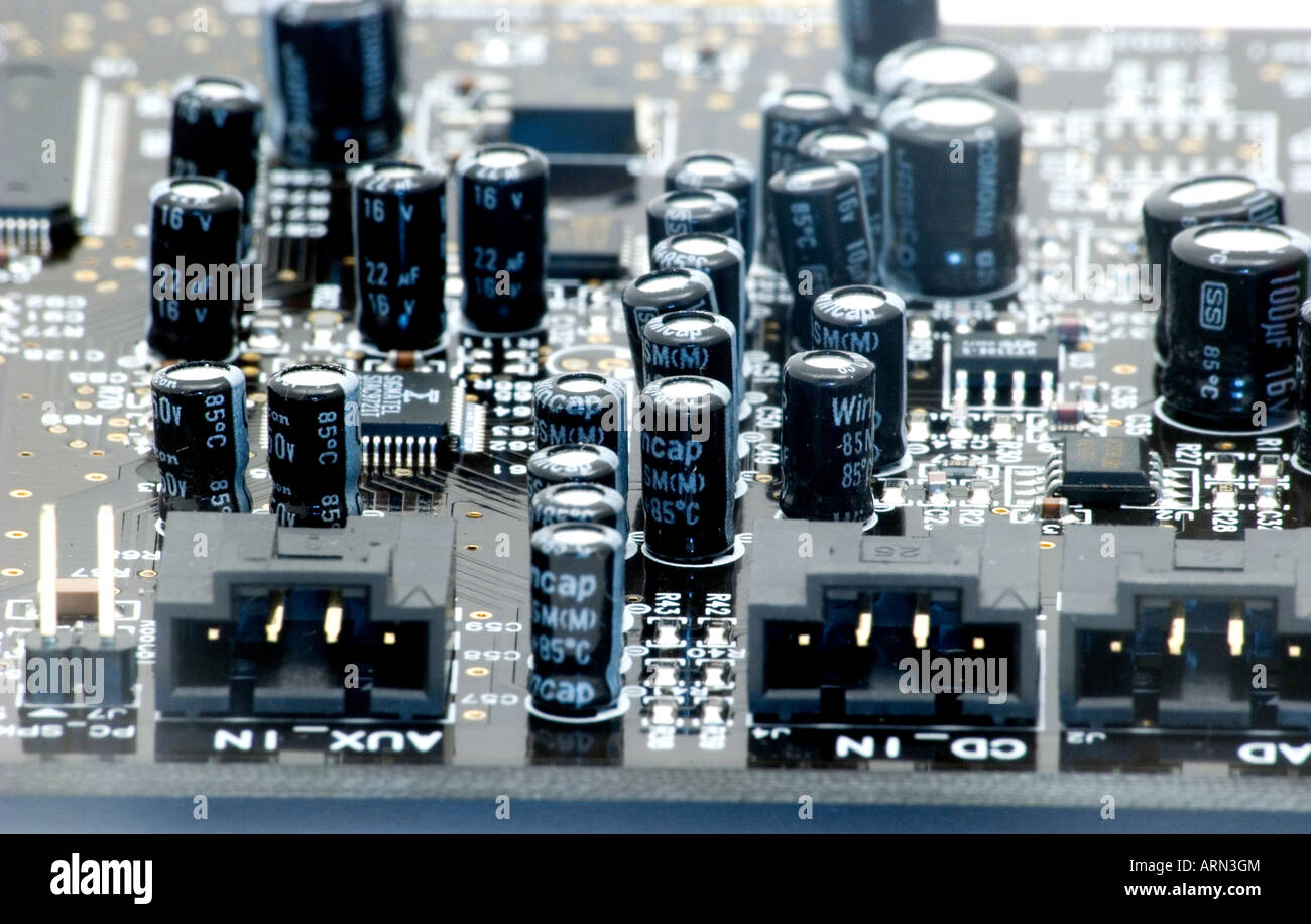 Close up della scheda audio del computer Foto Stock