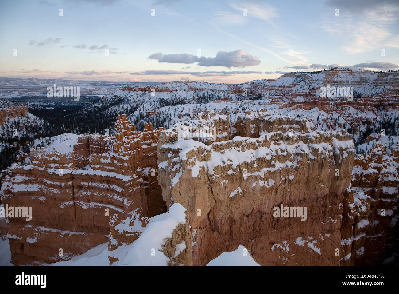 Bryce Canyon neve invernale red rock opinioni Foto Stock