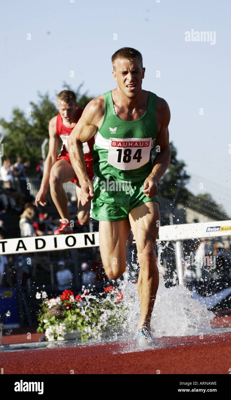 14.07.2006, 3000m ostacolo corso uomini, 184 Holzinger Florian, atletica, campionati tedeschi Ulm, Germania Baden-Wuerttemberg Foto Stock