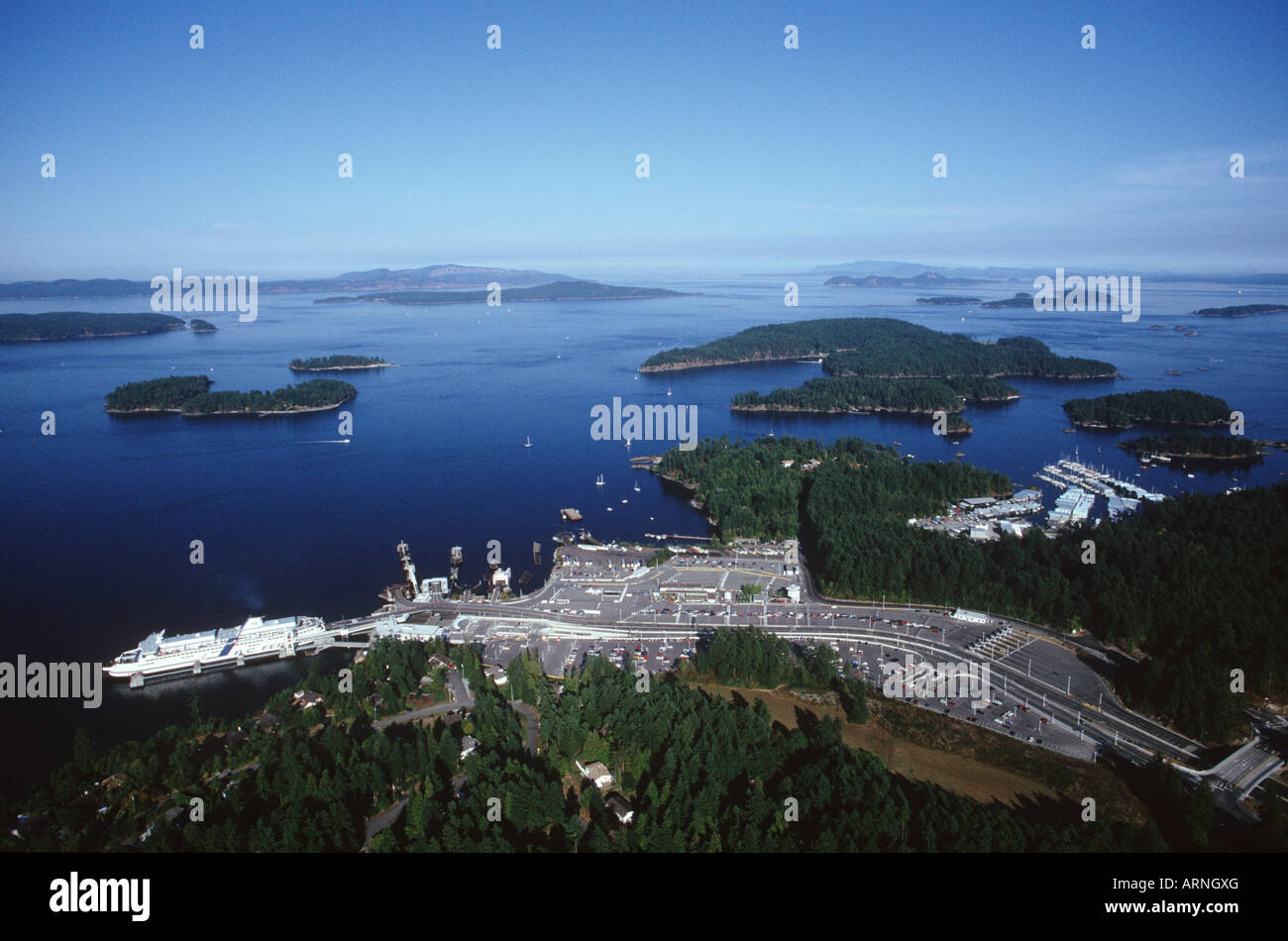 Vista di spirito nave classe a Swartz Bay, l'isola di Vancouver, British Columbia, Canada. Foto Stock