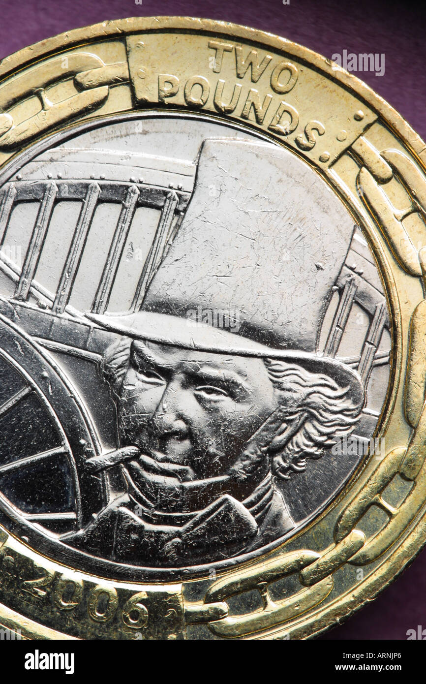 Isambard Kingdom Brunel presentato su British £2 due pound coin Foto Stock