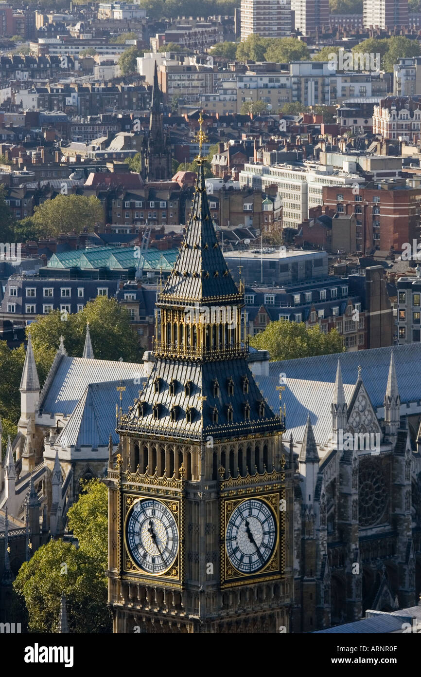 La parte superiore del 'Big Ben' Londra, Inghilterra, Regno Unito. Foto Stock