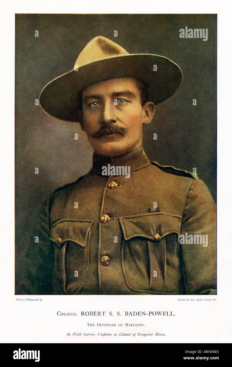 Robert Baden Powell il famoso fondatore del Movimento Scout e il difensore di Mafeking nella guerra boera. Scautismo per ragazzi Foto Stock