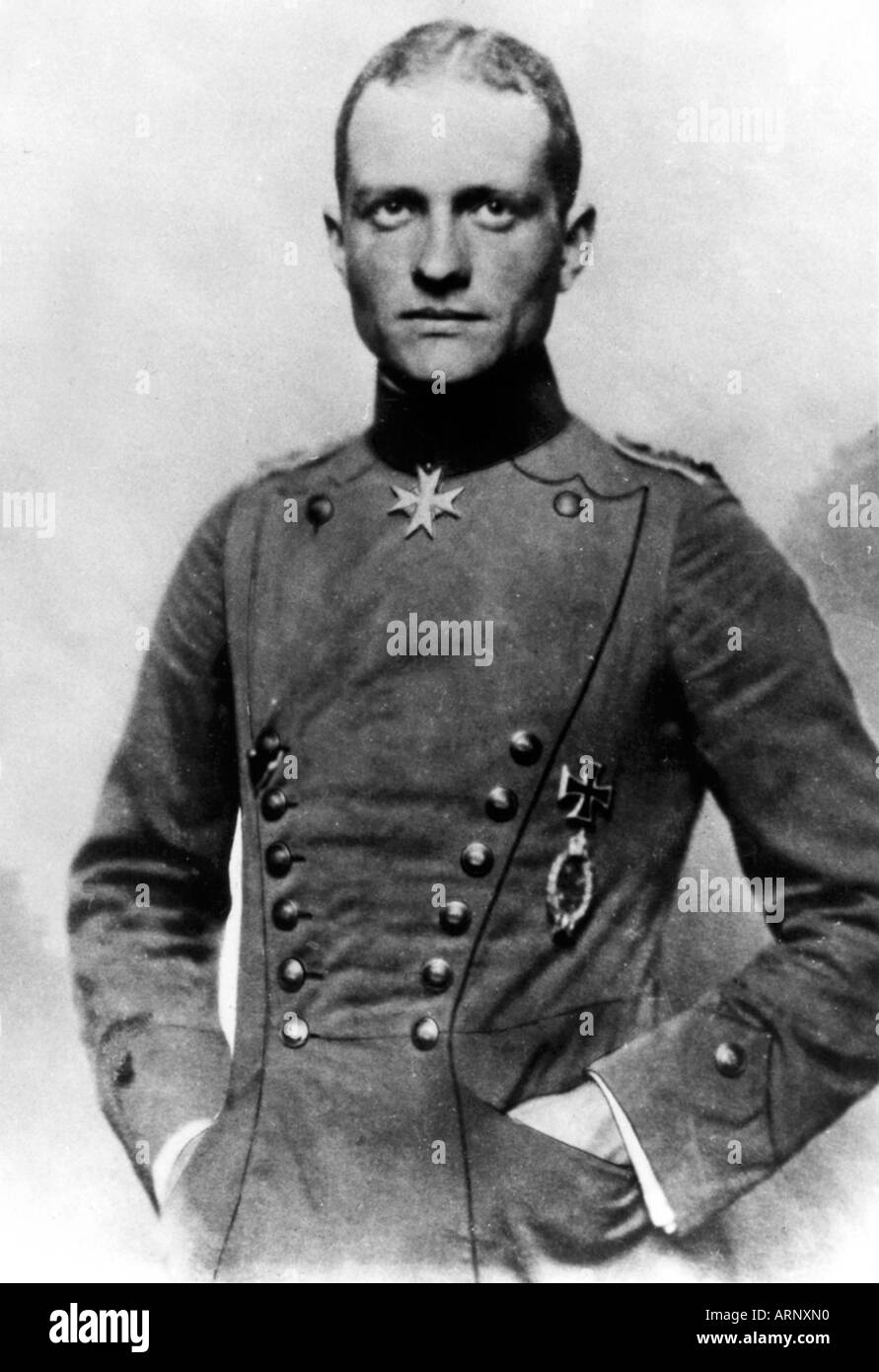 Il barone Manfred von Richtofen il Barone rosso il leggendario tedesco fighter ace nella Grande Guerra Foto Stock