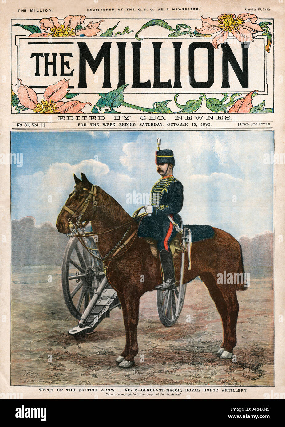 Royal Horse Artillery popolare rivista vittoriana il milione di coprire con un sergente maggiore della RHA Foto Stock