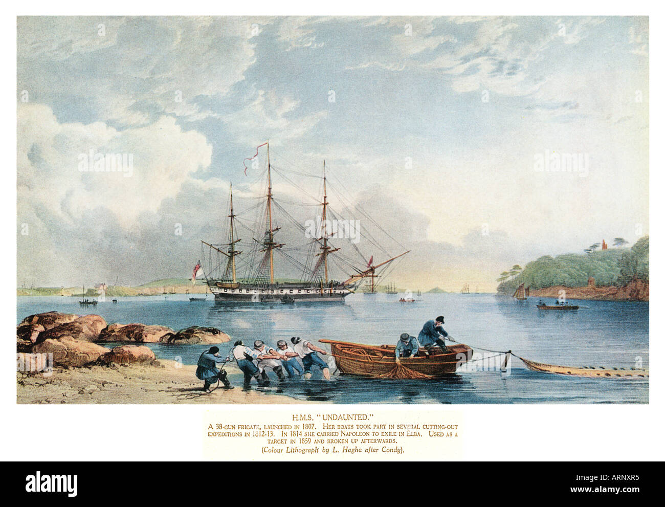 HMS imperterrito questo 38 fregata pistola è stato lanciato nel 1807 e portato Napoleone all'Isola d'Elba nel 1814 Foto Stock