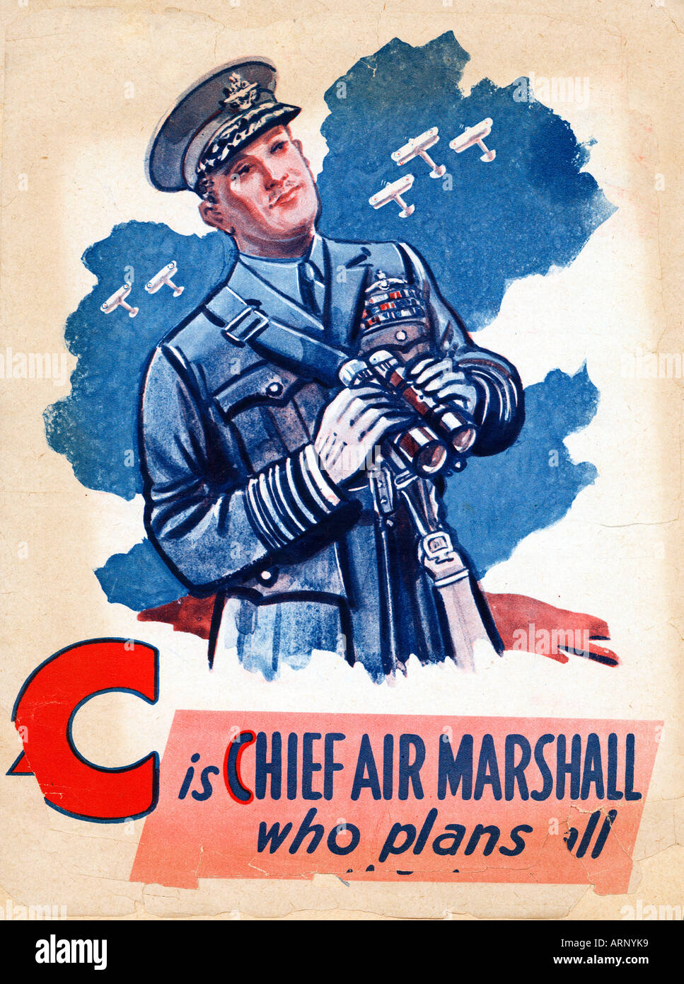 Battaglia di Bretagna C è per il capo di Air Marshall chi progetta tutti i bambini britannici Alphabet Book da WW II Foto Stock